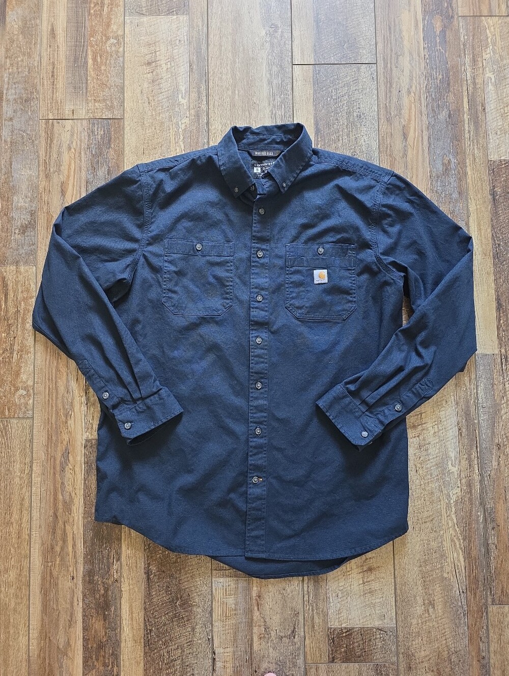 Carhartt - Rugged Flex Relaxed Fit Midweight Canvas Shirt - XL Tall - Navy
